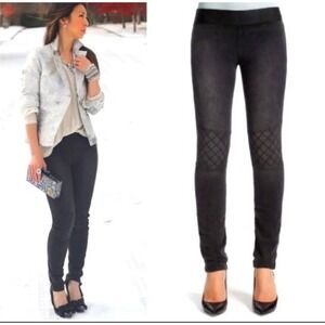 CAbi Jeans 516 Black Moto Stitch Skinny Leggings size 8 Pull‎ On Elastic Waist